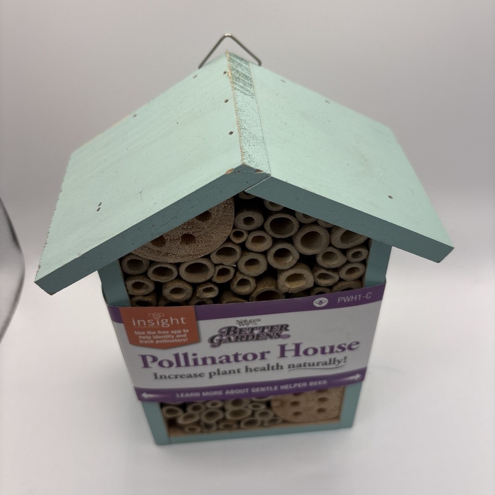 Nature's Way Better Gardens Pollinator Bug Mason Bee House Wooden Green Blue - Picture 3 of 8